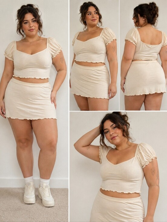 Free People Dresses & Skirts - Title: Free People Free-Est Cream Modal Two-Piece Lounge Set Top & Mini Skirt Si